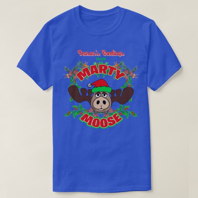 Camiseta Marty Moose de vacaciones para Navidades (Diseño del anverso)