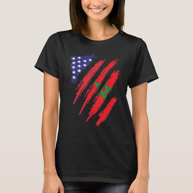 Camiseta Maruecos Bandera Americana Herencia Patriótica de  (Anverso)