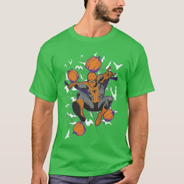Camiseta Marvel Comics Clásico Retro Halloween SpiderMan Pu (Anverso)
