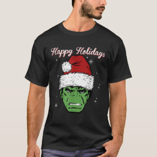 Camiseta Marvel Hulk Santa Hat feliz retrato de vacaciones 