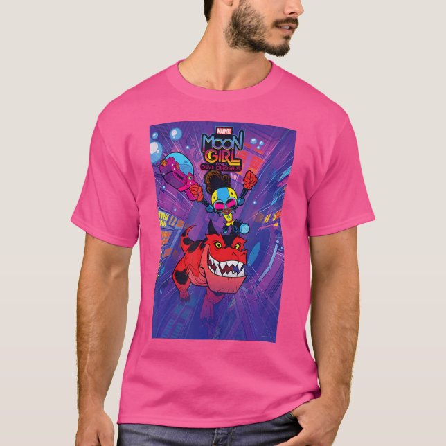 Camiseta Marvel Moon Chica Y Devil Dinosaur Series Poster (Anverso)