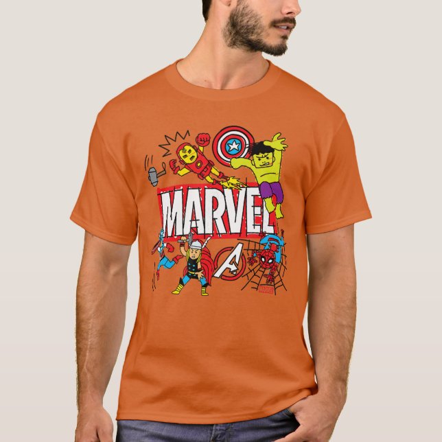 Camiseta Marvel Sketch retro (Anverso)