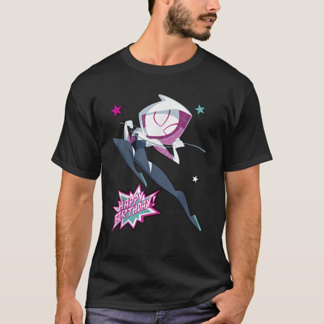 Camiseta Marvel Spider Man Spider Gwen Happy Birthday Portr (Anverso)