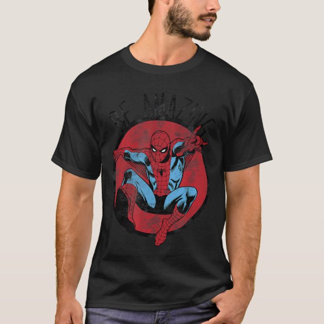Camiseta Marvel SpiderMan Be Amazing Distressed Comic Circl (Anverso)