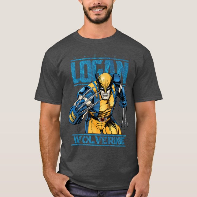 Camiseta Marvel Wolverine Classic Logan Retro Comic Logo gi (Anverso)