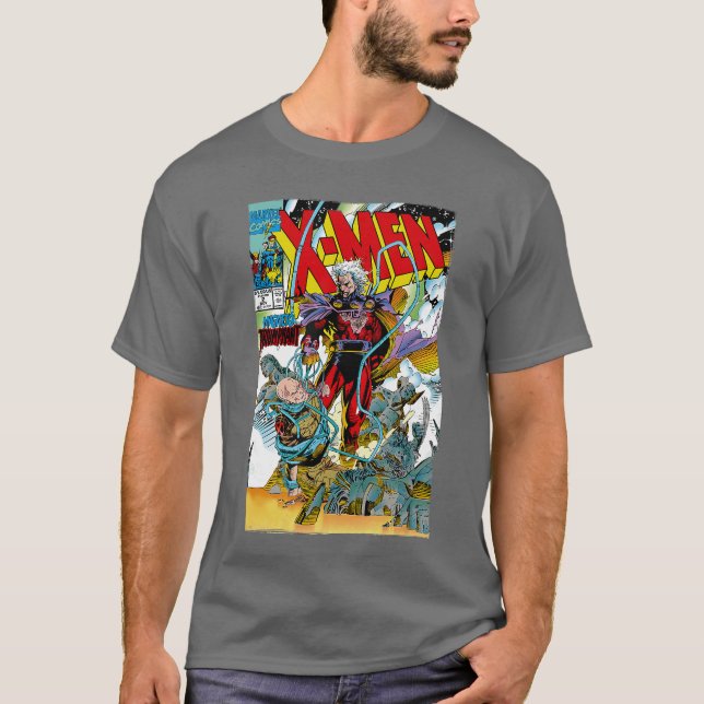 Camiseta Marvel XMen Magnetoriumphant Retro Comic Cover vin (Anverso)