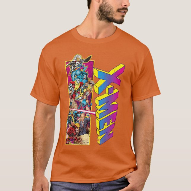 Camiseta Marvel XMen Retro Comic Grupo Mashup chico (Anverso)