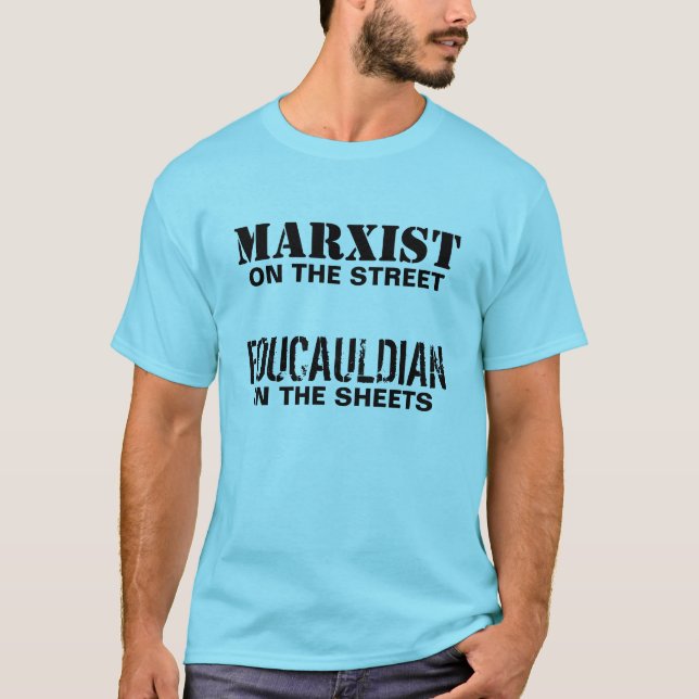Camiseta Marxista en la calle/el Foucauldian en las hojas (Anverso)