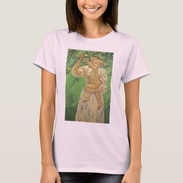 Camiseta Mary Cassatt llega a un bebé por una manzana (Anverso)