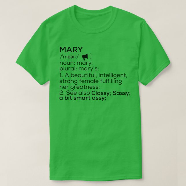 Camiseta Mary Nombre Definición Mary Nombre Mujer (Diseño del anverso)
