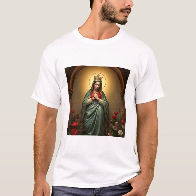 Camiseta Mary Queen of Heaven Catholic Men's Tee Shirt (Anverso)