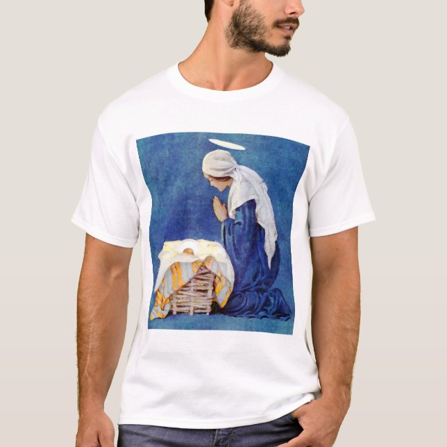 Camiseta Mary Rezando Y El Niño Jesús (Anverso)