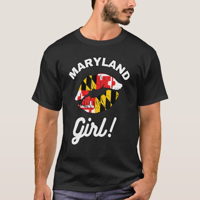 Camiseta Maryland Chica MD Estado Flag Lips Kiss Baltimore  (Anverso)