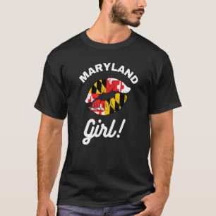 Camiseta Maryland Chica MD Estado Flag Lips Kiss Baltimore
