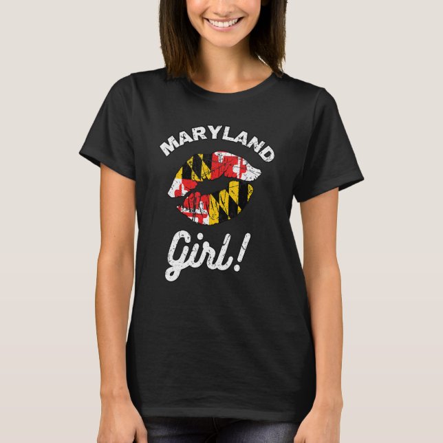Camiseta Maryland Chica MD Estado Flag Lips Kiss Baltimore  (Anverso)