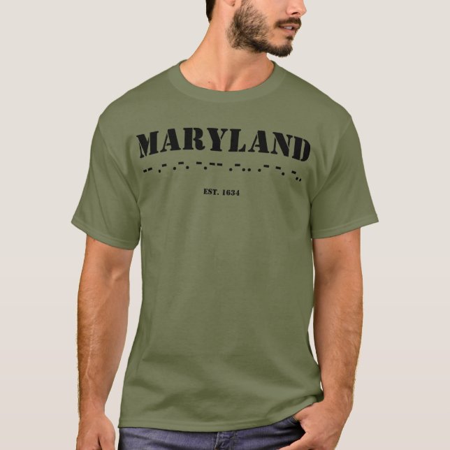 Camiseta Maryland Código Morse Est 1634 Militar (Anverso)