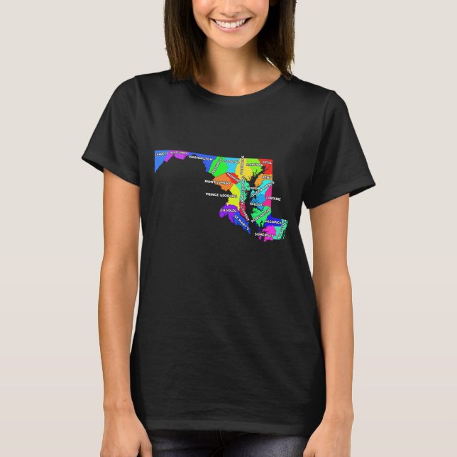 Camiseta Maryland County Map  US boundaries Capital (Anverso)