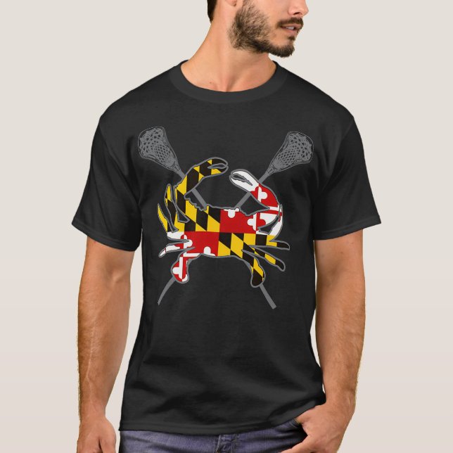 Camiseta Maryland Crab Lacrosse cruza el marcador MD (Anverso)
