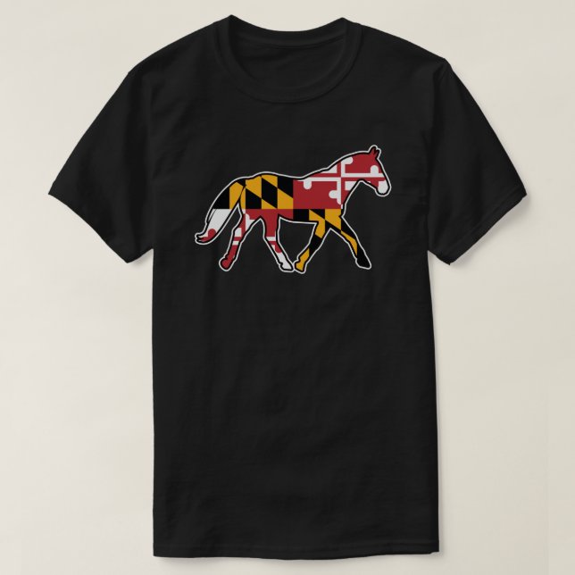 Camiseta Maryland Flag Horse Pegatina (Diseño del anverso)