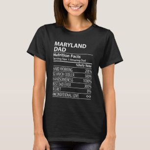 Camiseta MARYLAND MD DAD Hechos de nutrición Mens Estado de