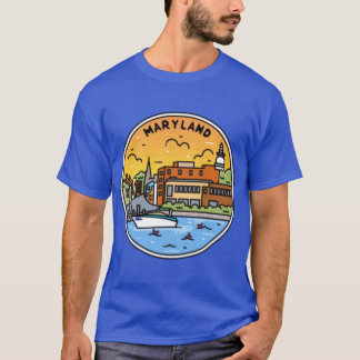 Camiseta Maryland MD Illustrated Badge Retro Vintage Nature
