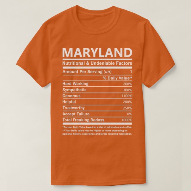 Camiseta Maryland Nombre Maryland Nutrición e Innegable (Diseño del anverso)