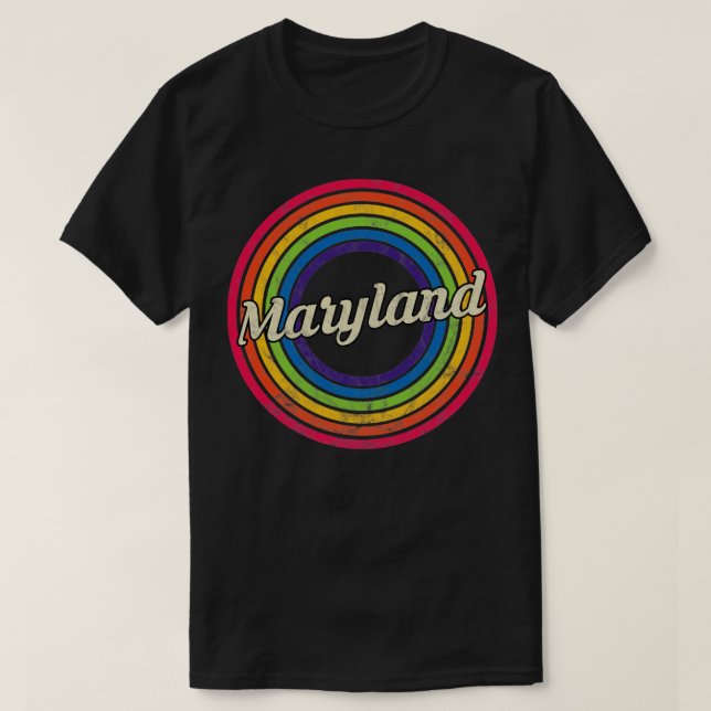 Camiseta Maryland Retro Rainbow Faded Style (Diseño del anverso)