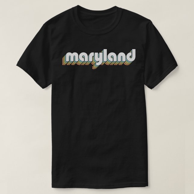 Camiseta Maryland Retro Rainbow Typography Style (Diseño del anverso)