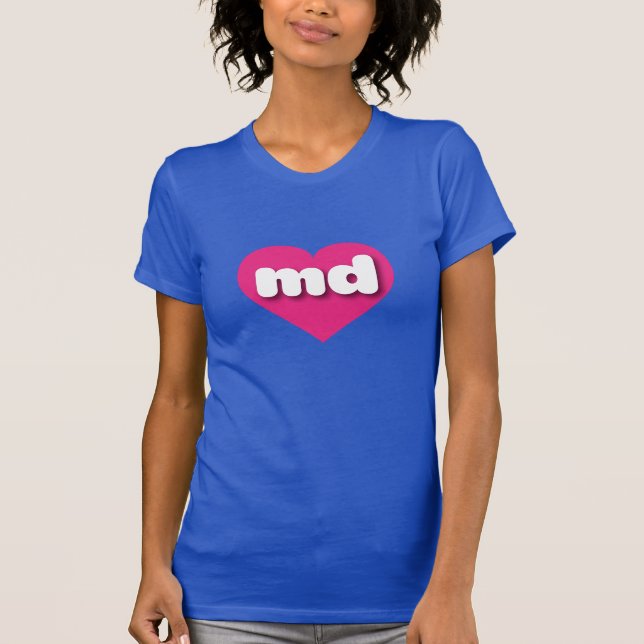 Camiseta Maryland rosa caliente - Amo el md (Anverso)