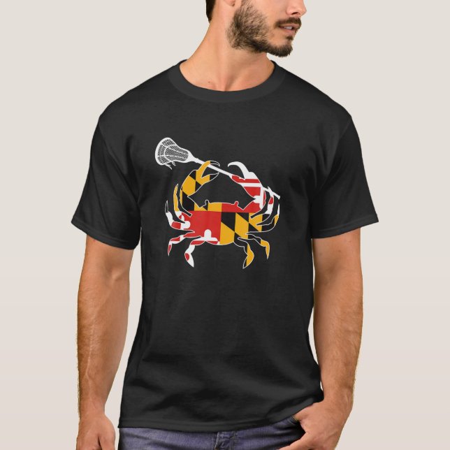 Camiseta Maryland State Flag Crab Lacrosse Complete Stick B (Anverso)