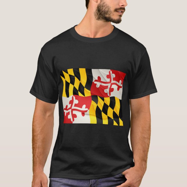 Camiseta Maryland State Flag T Shirt con efecto Wave (Anverso)