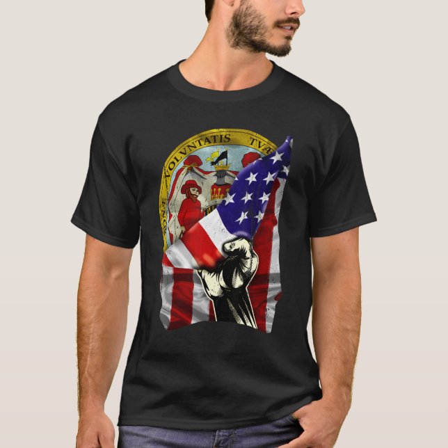 Camiseta Maryland State Seal perturbó a patriota estadounid (Anverso)