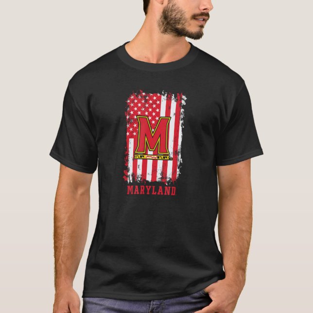 Camiseta Maryland Terrapins Patriotic Retro American Flag B (Anverso)
