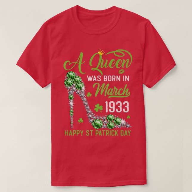 Camiseta Marzo 1933 90º cumpleaños feliz Día de San Patrici (Diseño del anverso)