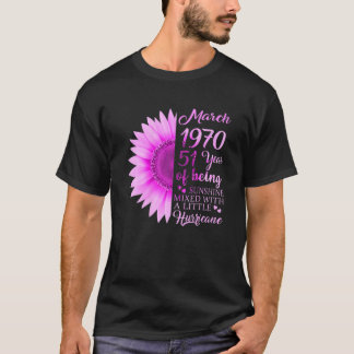 Camiseta Marzo Chica 1970 T 51 Años De Edad 51º Regalo De C