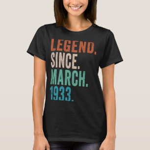 Camiseta Marzo de 1933 Vieja 90 años Retro 90º Nacimiento