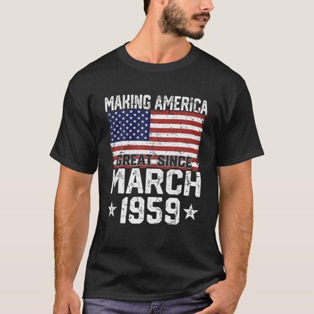 Camiseta Marzo De 1959 Bandera Americana 62 Regalos De Cump (Anverso)