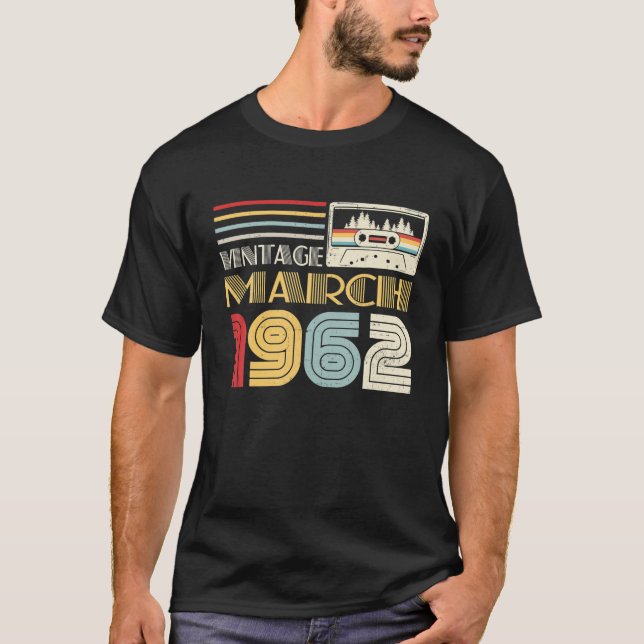 Camiseta Marzo De 1962 Cinta De Cassette 60º Cumpleaños 60  (Anverso)