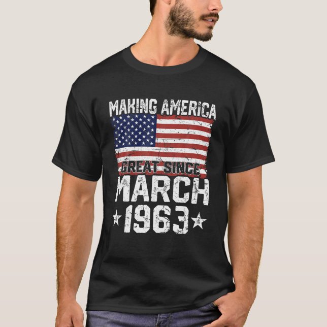 Camiseta Marzo De 1963 Bandera Estadounidense 58º Regalos D (Anverso)