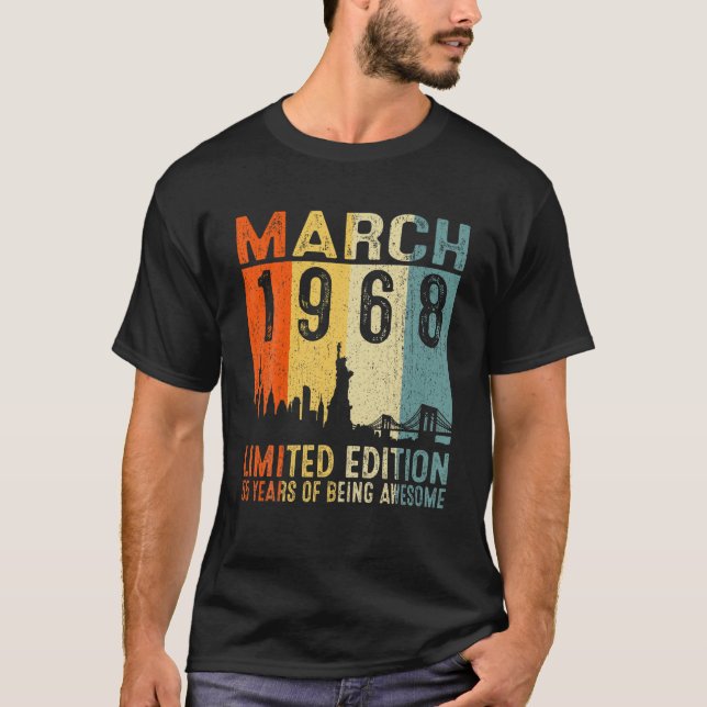 Camiseta Marzo De 1968 55 Años De Ser Impresionante Retro 5 (Anverso)