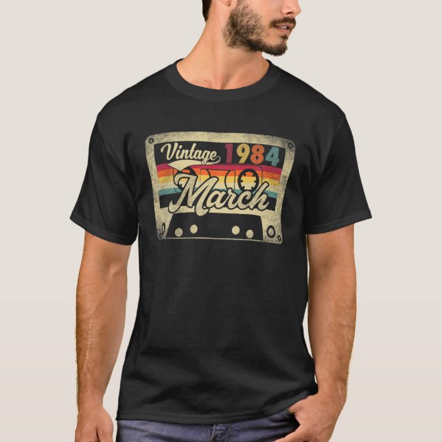 Camiseta Marzo De 1984 38º Regalo De Cumpleaños Cassette Re (Anverso)