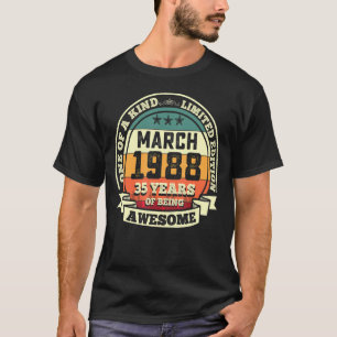 Camiseta Marzo De 1988 35º Regalo De Cumpleaños 35 Años De