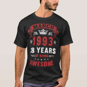 Camiseta Marzo De 1993 28 Años De Increíble Vigésimo Octavo
