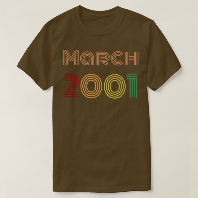 Camiseta Marzo de 2001 Diseño de cosecha de cumpleaños (Diseño del anverso)
