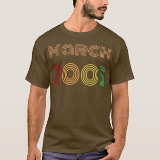 Camiseta Marzo de 2001 Diseño de cosecha de cumpleaños