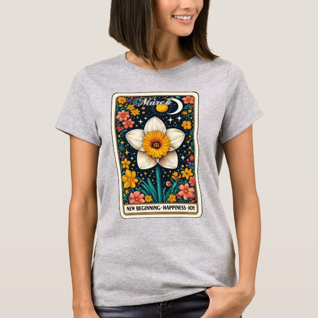 Camiseta Marzo Mes de Nacimiento Flor Daffodil T-Shirt (Anverso)