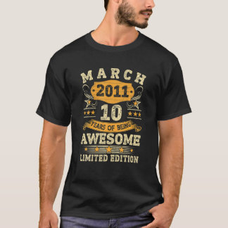 Camiseta Marzo Vintage 2011 10 Hombres Cumpleaños Mujeres 1