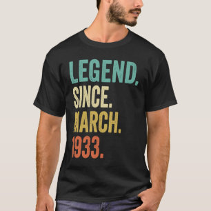Camiseta Marzo Vintage de 90 años 1933 90º cumpleaños hombr