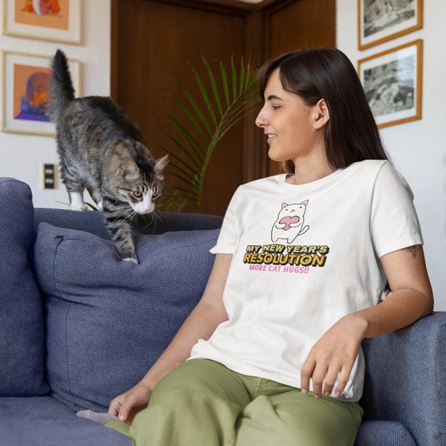 Camiseta Más abrazos para gatos - Graciosa resolución de Añ (My New Year's Resolution - More Cat Hugs!)