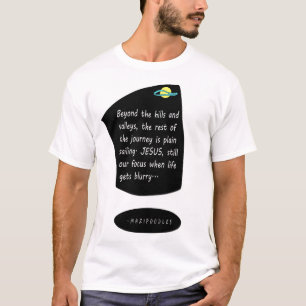 Camiseta Más allá de las colinas con Jesús - Letra blanca